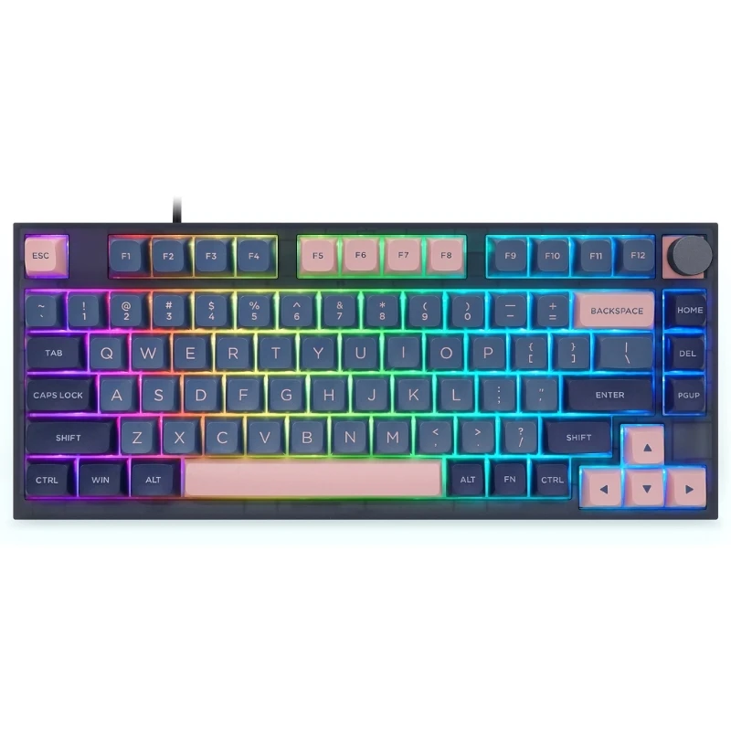 

GK75 RGB Keyboard Hot Swappable Programmable Keyboards with Rotary Knob Dropship