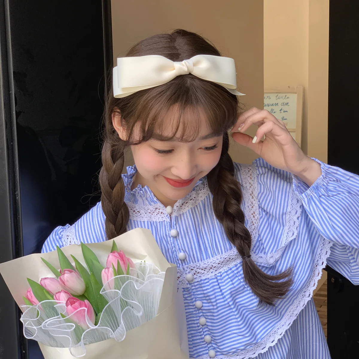 Lystrfac New Korean Sweet Bow Hair Hoop Headband for Women Girls Fashion Ribbon Hairband Female Hair Accessories Jewelry