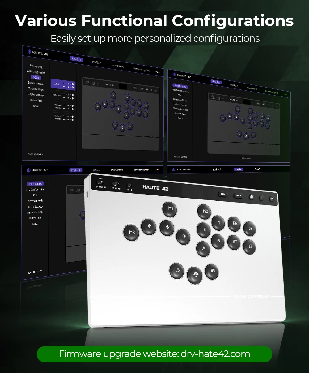 Haute42 W-P1 Tri-Mode 2.4G Kabelloser Touchscreen-Controller ohne Hebel für PC/PS4/PS5/Switch Stickless Arcade-Controller – Detail 40