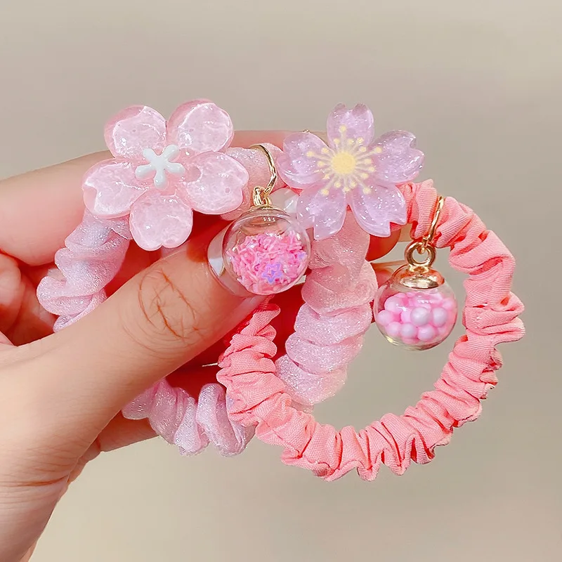 Cute Jelly Color Flower Hair Rope For Kids Soft Wavy Rubber Bands Circle Ponytail Scrunchies Headress Hair Accessories