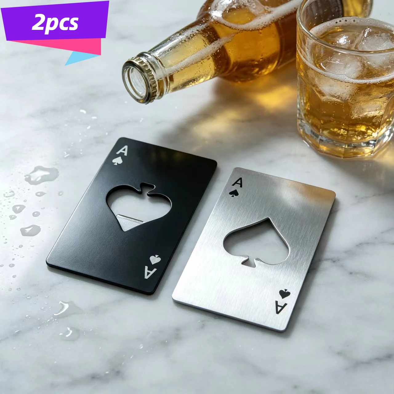 2pcs Poker Card Bottle Opener Ace of Spades Bottle Opener for Wallet and Pocket Metal Beer Opener Wedding Favors for Guests