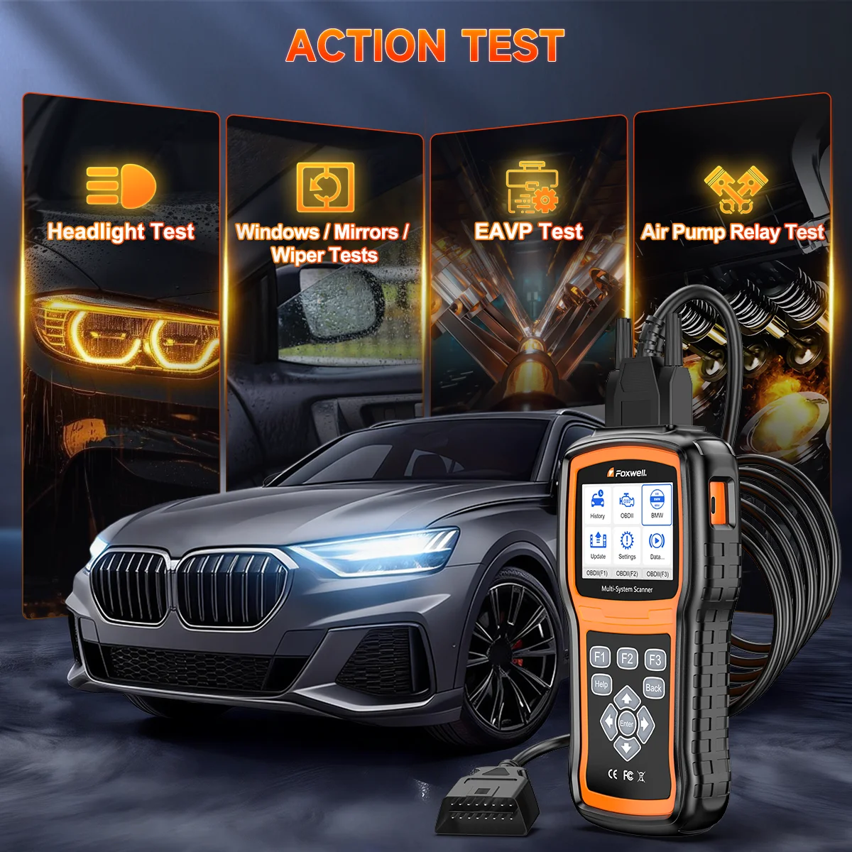 FOXWELL NT530 Plus OBD2-Scanner für BMW, alle Systeme, alle Wartungsdienste, bidirektionales Diagnose-Scan-Tool, OBD2-Scanner für Kraftfahrzeuge – Detail 7