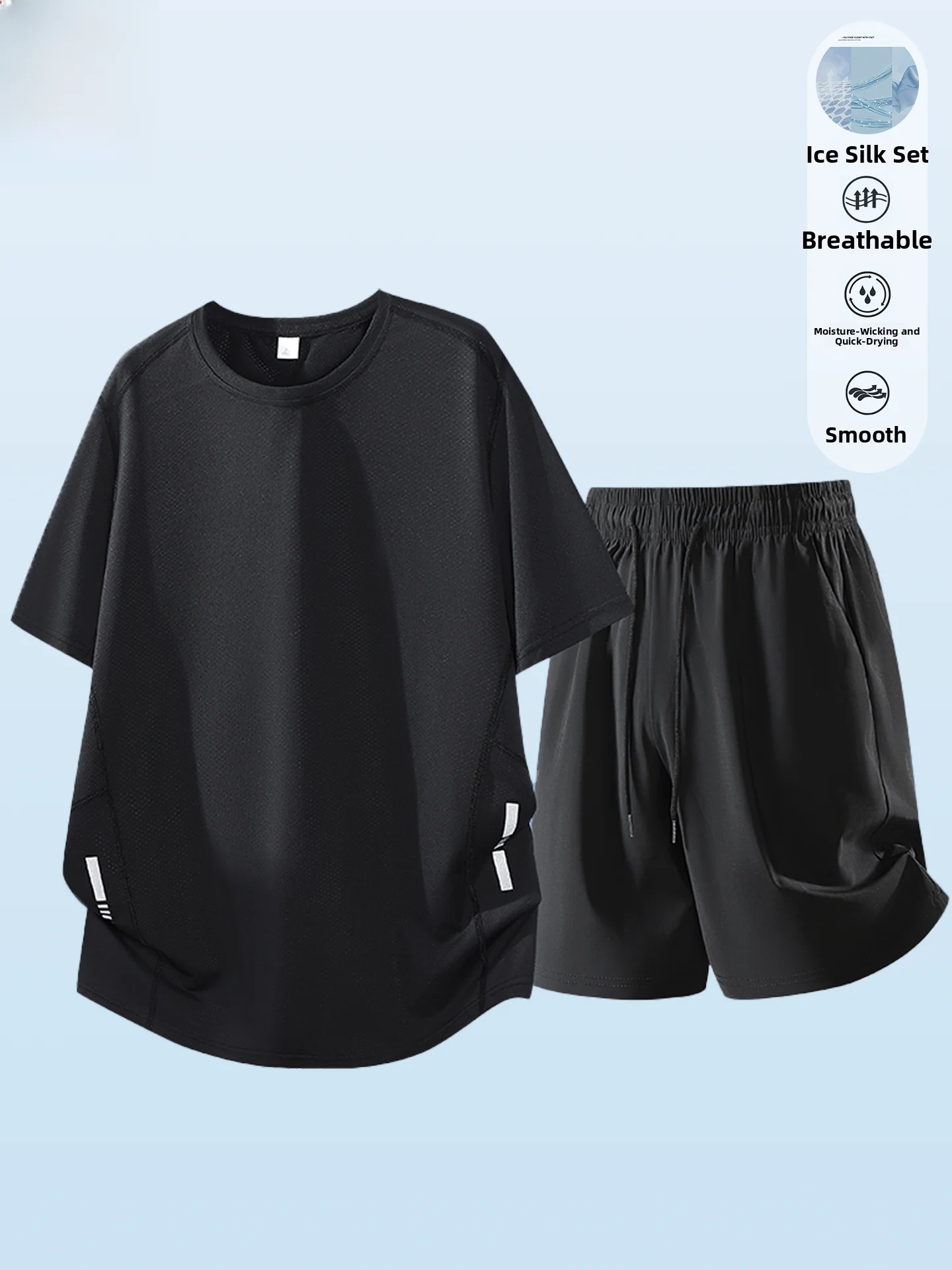 ensemble-de-vetements-de-sport-d'ete-pour-homme-romon-t-shirt-a-manches-courtes-en-soie-glacee-fine-a-sechage-rapide-short-ample-ensemble-deux-pieces-en-polyester-et-elasthanne