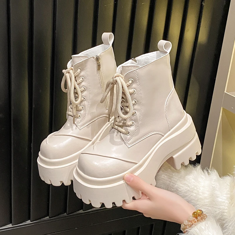 

2026 New Lace-up Woman Short Shoes with Laces Leather Boots Hot New in Fashion on Promotion Winter Ankle Boots for Women
