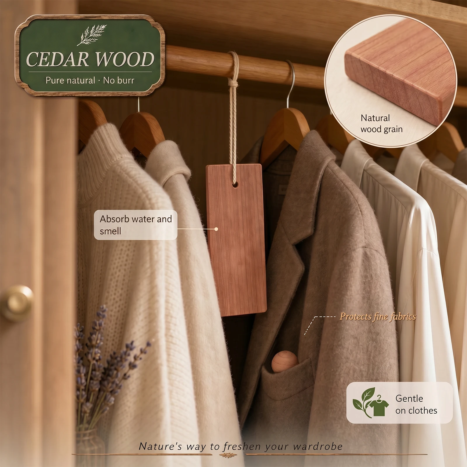 12/36 Pcs Natural Cedar Blocks and Balls Drawers Aromatic Cedar Blocks with Hanging Strings Cedar Wood Balls for Clothes Storage