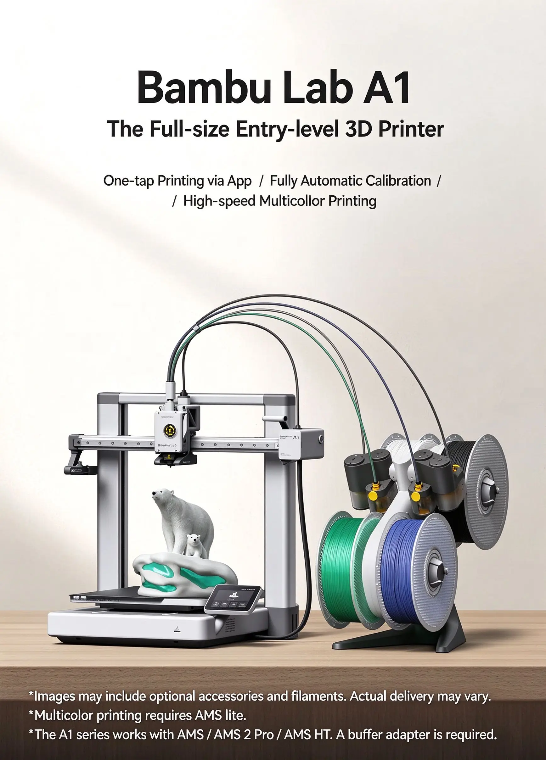 Bambu Lab A1 3D Printer Auto Calibration High Speed Multicolor Printing WiFi App Control FDM 3D Printing Machine
