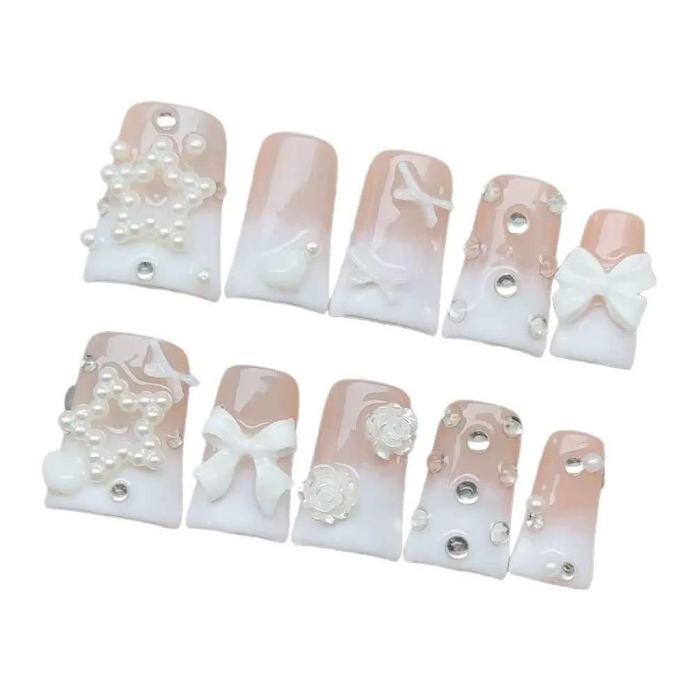 Press on Nails Cute Cartoon Design Sweet Style Whitening Effect Affordable False Nails Wholesale Popular Girl Nails