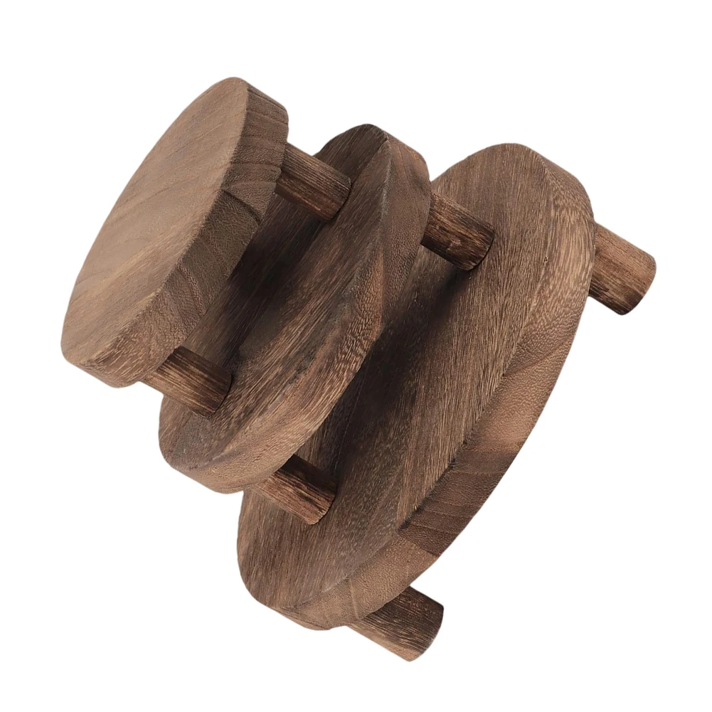 3Pcs Wood Flower Pot Base Stand Round Riser Tray Plant Holder For Indoor Outdoor Garden Decoration Display Support