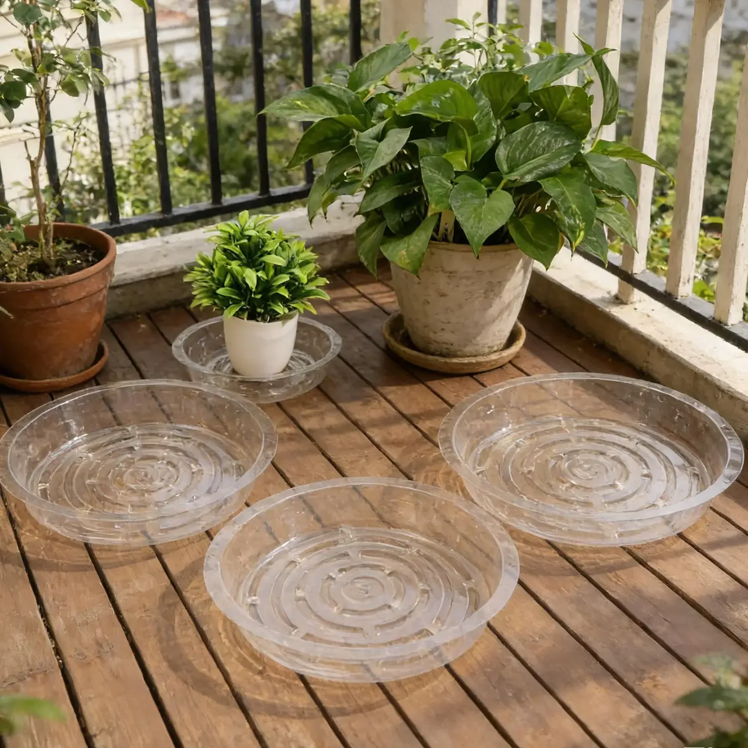 Transparent Plastic Plant Saucers 6 8 10 Inch Drip Trays Round Flower Pot Plate Planter Base for Indoor Outdoor Garden Potted