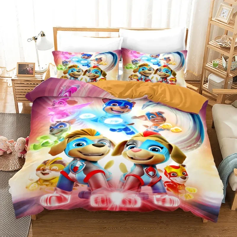 Paw Cartoon Patrols Set biancheria da letto per bambini Ragazzi Anime Harajuku Stampa 3D Copripiumino con federa Set di biancheria da letto per la casa