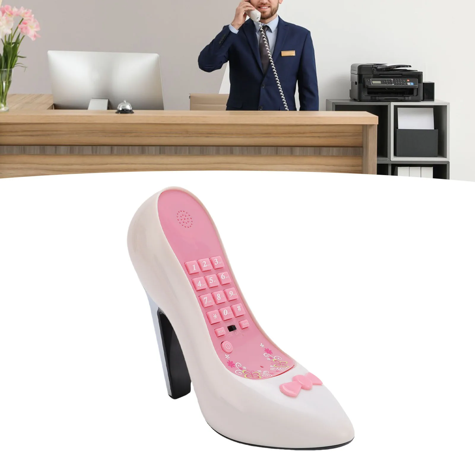 High Heel Shoe Telephone Novel Fashionable ABS Corded Phone with Number Storage Retro Vintage Special Shaped Home Decor Art