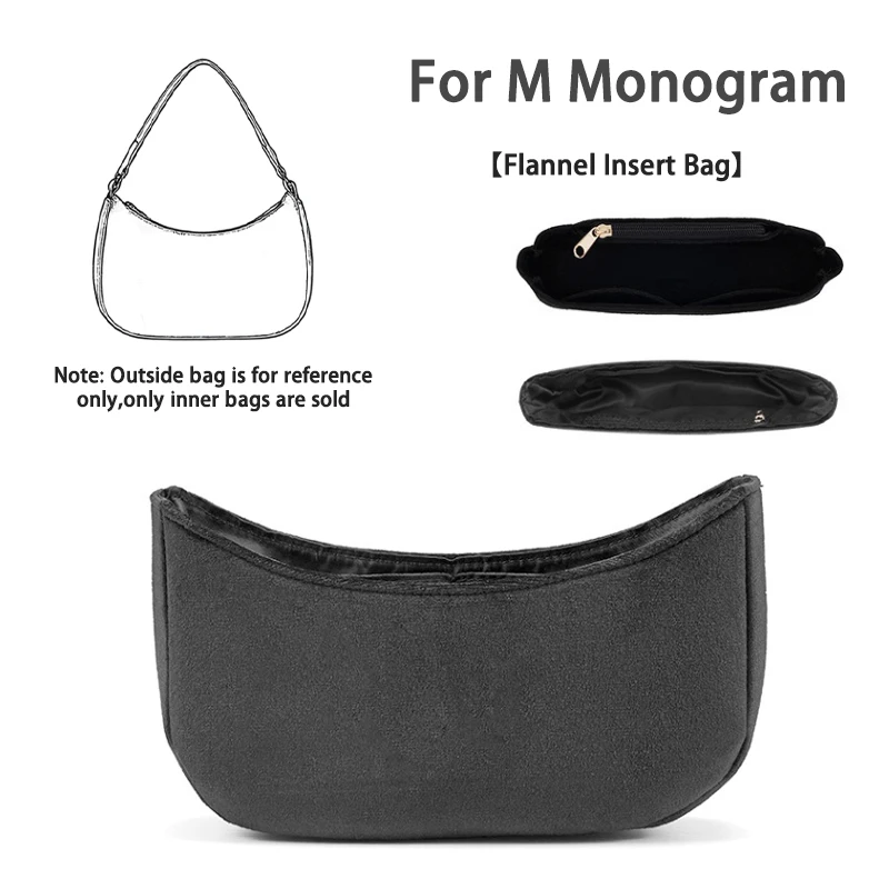 EverToner Flannel/Felt Storage Bag with Pocket Waterproof Fits For M Monogram Bag Inner Organization And Storage