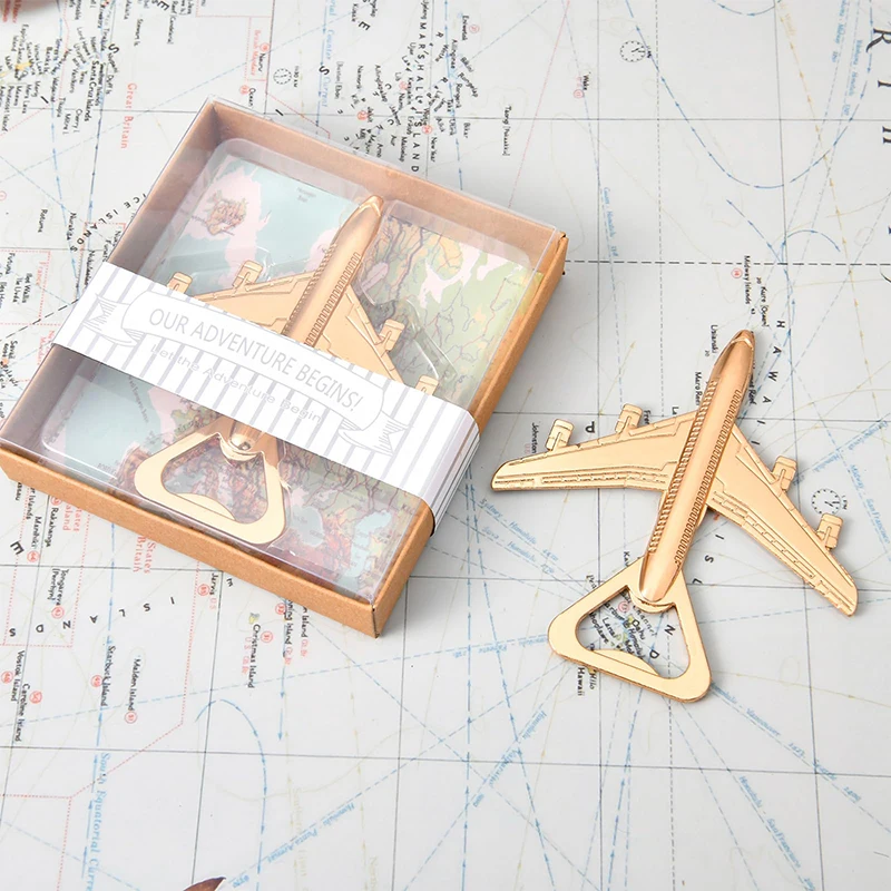 30Pcs Airplane Bottle Opener Wedding Party Favor for Guests Let the Adventure Begin Antique Beer Bottle Opener for Wedding