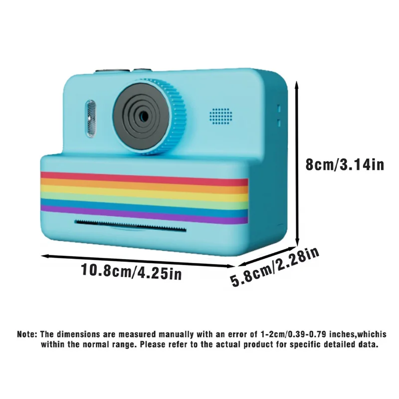 كاميرا أطفال طباعة فورية، شاشة 2.8 بوصة، شحن USB، كاميرا رقمية للأطفال 3 لفات من الورق، ألعاب هدايا عيد الميلاد وأعياد الميلاد