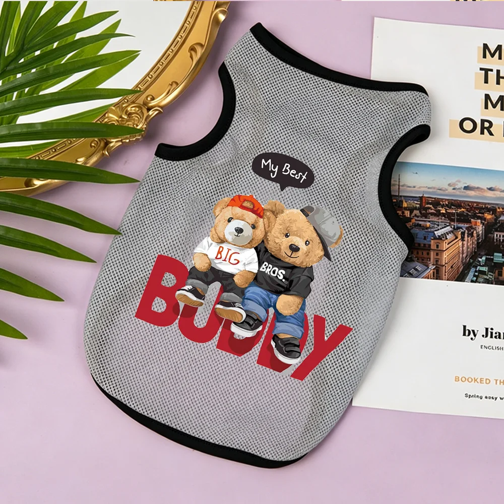 Summer Mesh Pet Vest Cats & Dogs Cute Fashion Sleeveless T-shirt Lightweight Cool Breathable Clothes Suitable For Teddy Bears view 5