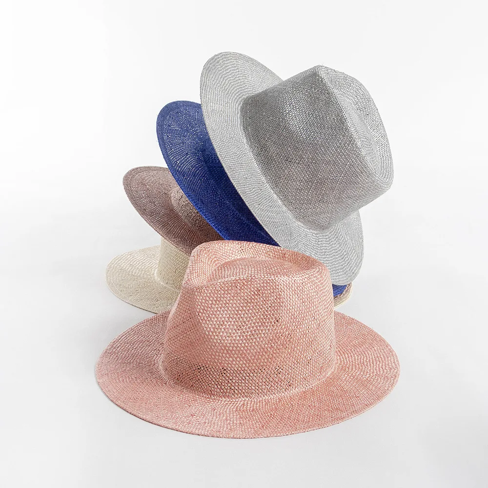 

Spring and Summer New Fashion Casual Dyed Natural Hand-Knitted Sisal Jazz Hat Outdoor Travel Sun Protection Straw Hat