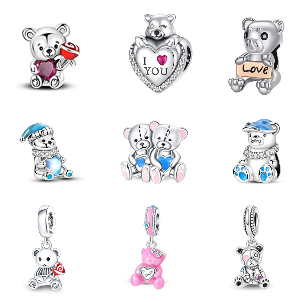 

Classic 925 Sterling Silver Space Travel Baby Teddy Bear Dangle Charm Fit Original Moment Bracelet Cute Animal Jewelry Pendant