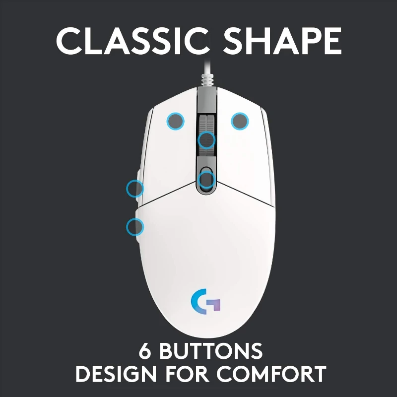 Mouse Gaming Berkabel Logitech G102/G203 |   Sensor Pahlawan 8000DPI |   Tembakan Film Ultra-Tepat & Kontrol Mundur untuk CS:GO/PUBG