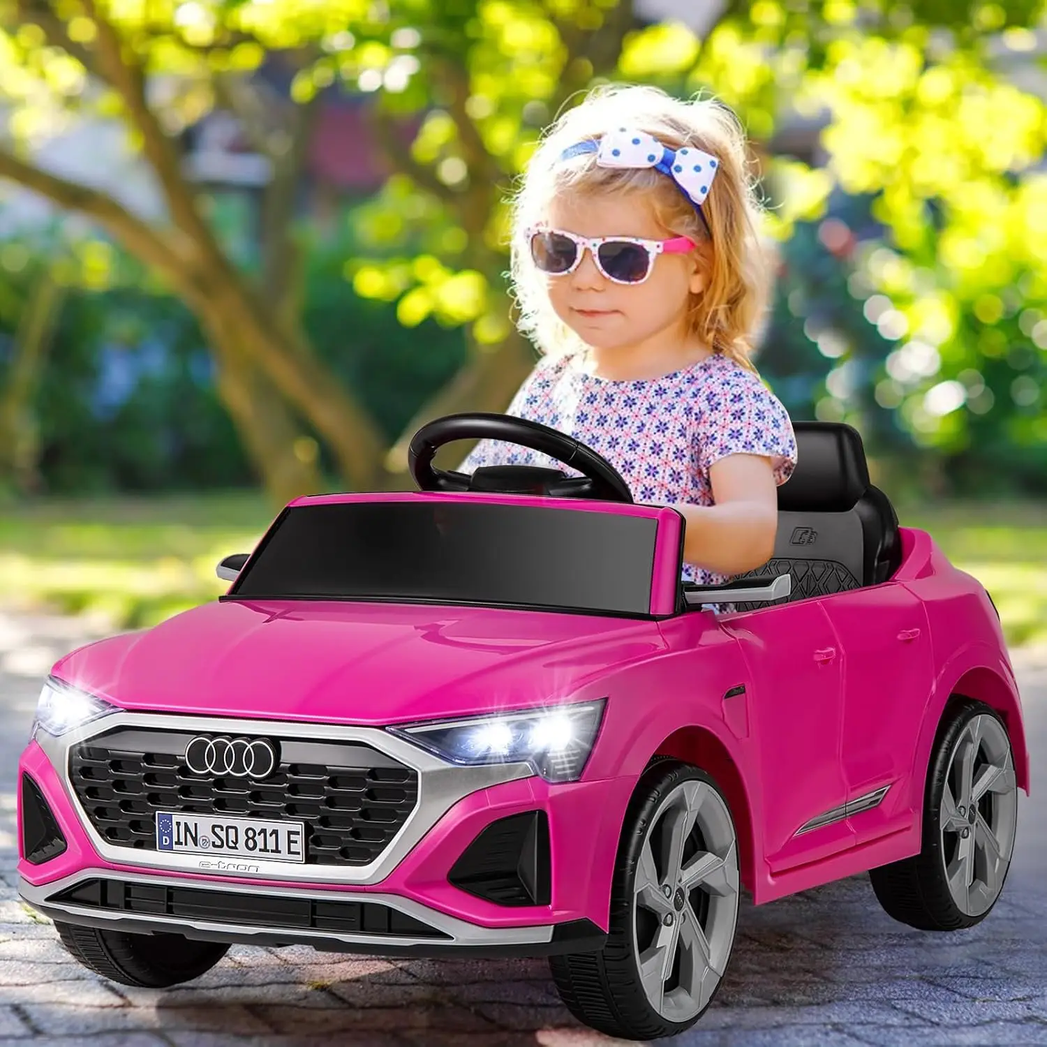 Licensed Audi SQ8 Ride on Car by OLAKIDS 12V Kids Electric Vehicle with Remote Control 3 Speeds, Wheels Suspension, Music (Pink)