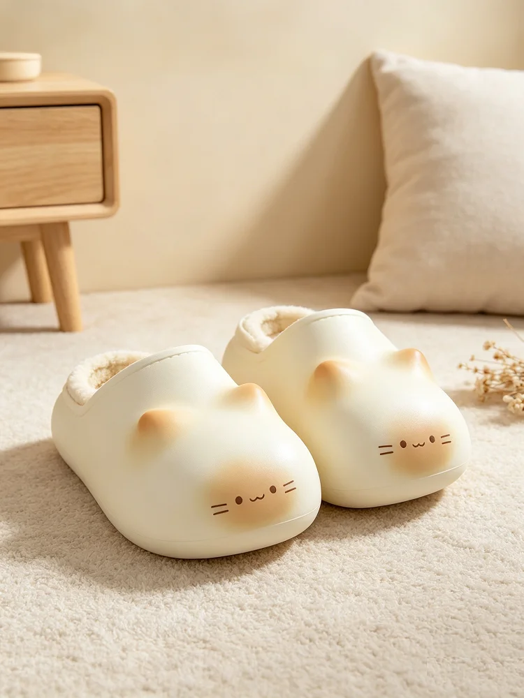 Neue flauschige warme Hausschuhe für Herren, Katzenfell-Mules, Kuschel-Kätzchen-Hausschuhe, Herren-Innen-Hausschuhe, Flip-Flops – Detail 13