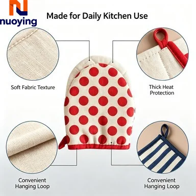 Guantes de Cocina Resistentes al Calor con Diseño de Puntos, Guantes Anti-quemaduras para Microondas y Repostería