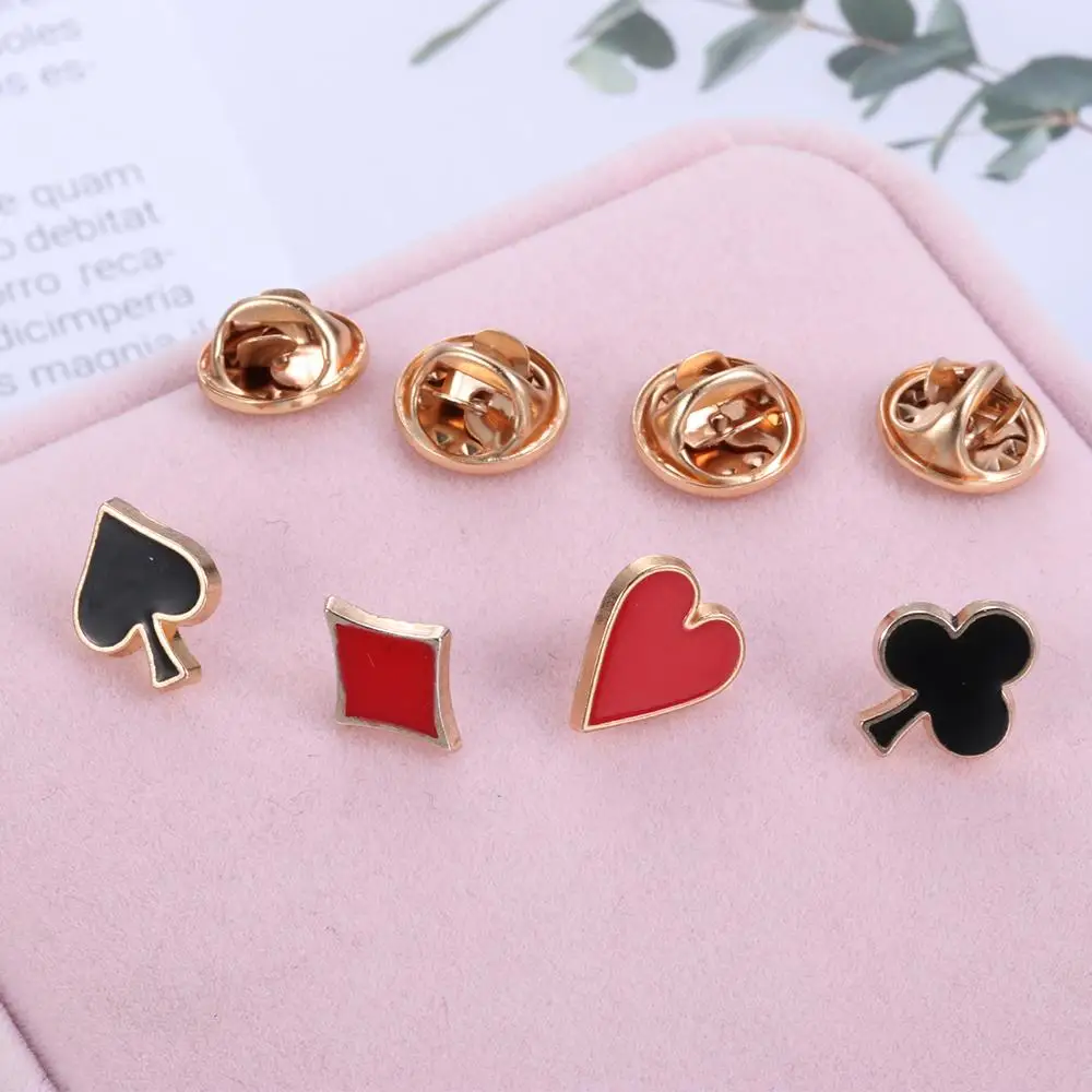 

4Pcs/set Club Poker Shaped Alloy Brooches Boutonniere Badges Collar Pins