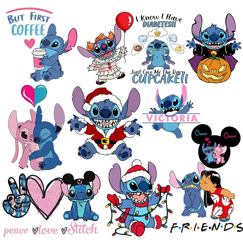 

Stitch Christmas stickers Iron-on Transfers on Clothes Thermal transfer printing on Jackets bags socks pillow clothes