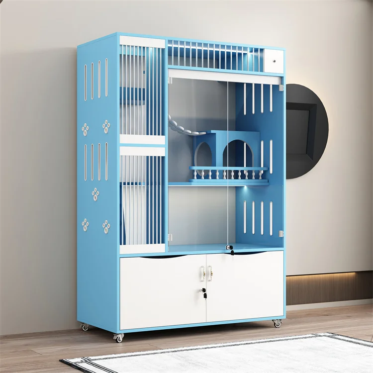 Hot Selling Pet Cages Houses Multi-Function Large Cat Cage Pet Furniture Cat Villa wood