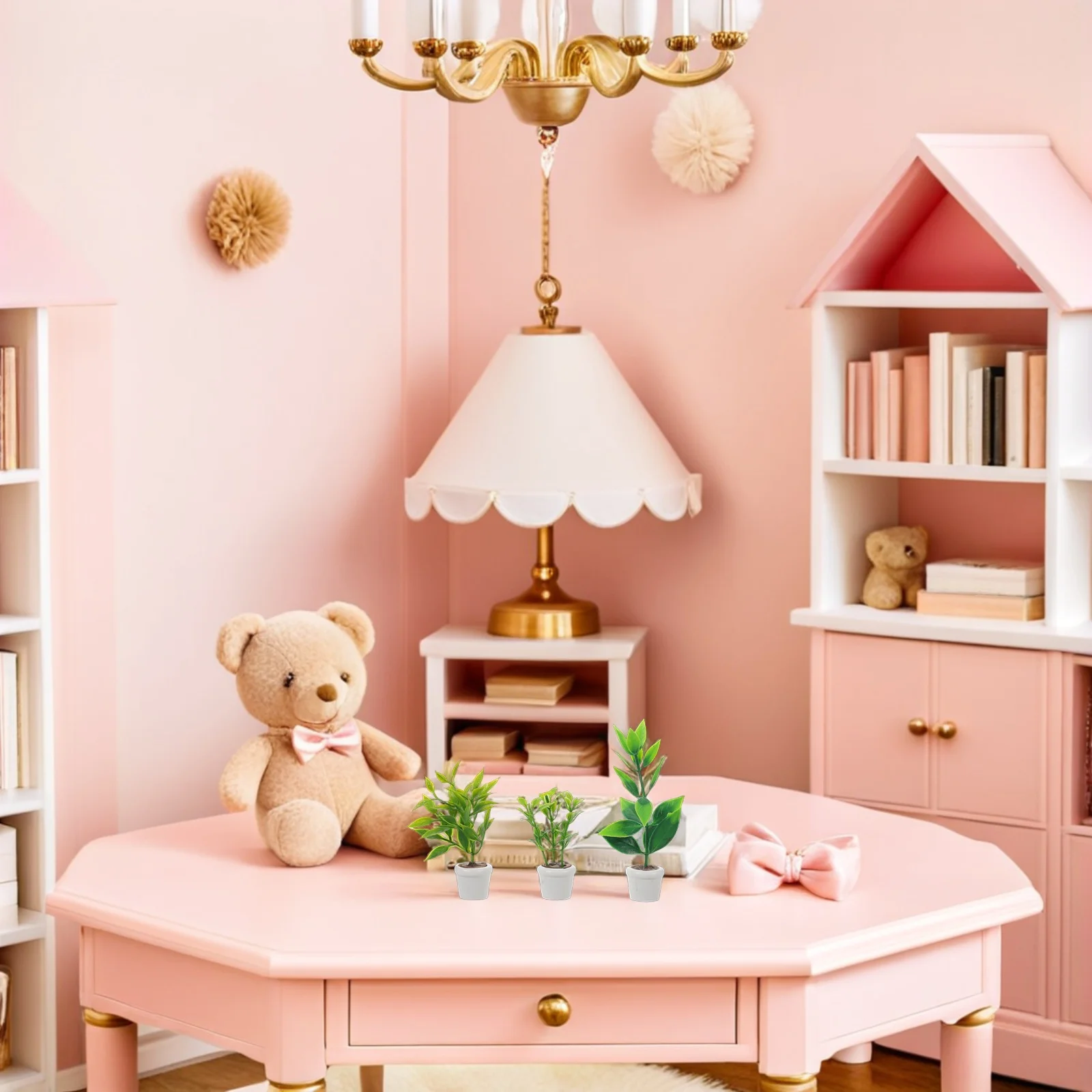 3 uds plantas en macetas en miniatura accesorios para casa de muñecas macetas de bonsái verdes artificiales realistas Micro paisaje jardín de hadas