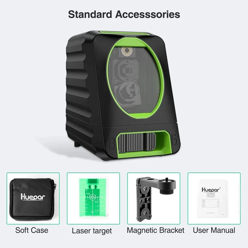 Huepar 2 linie kreuz linie grün laser ebene BOX-1G , 2 linie grüner strahl selbst nivellierende laser ebene