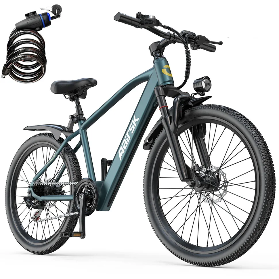 

Aairsk 24" GT300 Electric Blue Bike, 748W Peak Motor, 36V10.4Ah Battery, 22MPH Max Speed, 20-40 Miles Range, Shimano 7-Speed, Dual Disc Brakes, Dual Shock Absorber, Lightweight Frame, 3 Working Modes, Commuter Mountain Ebike for Adults