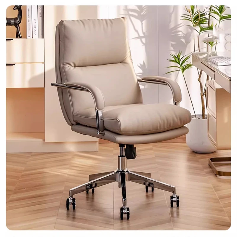 

Leather Computer Chair Home Office Comfortable Boss Bedroom Chair Study Modern Simple Desk Silla Salon Lounge Furniture