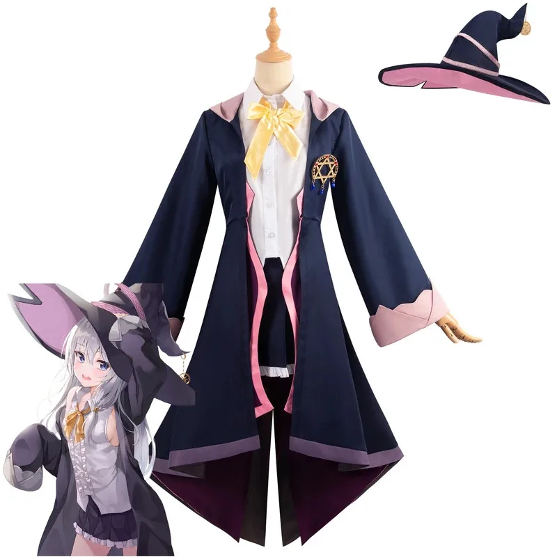 

Anime Elaina Cosplay Costume Cute Witch Role Play Sorceress Uniform Cloak Hat Full Set for Women Halloween Party Comic Con Suit