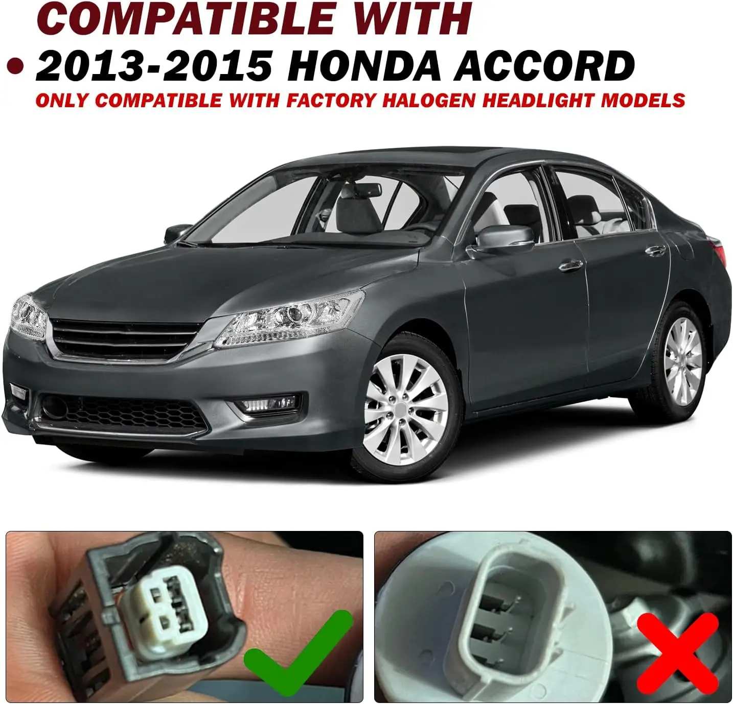 Untuk Honda Accord Sedan 4-Pintu Tahun 2013 2014 2015 [Tipe Halogen Pabrik] Set Pengganti Lampu Depan Proyektor (Chrom