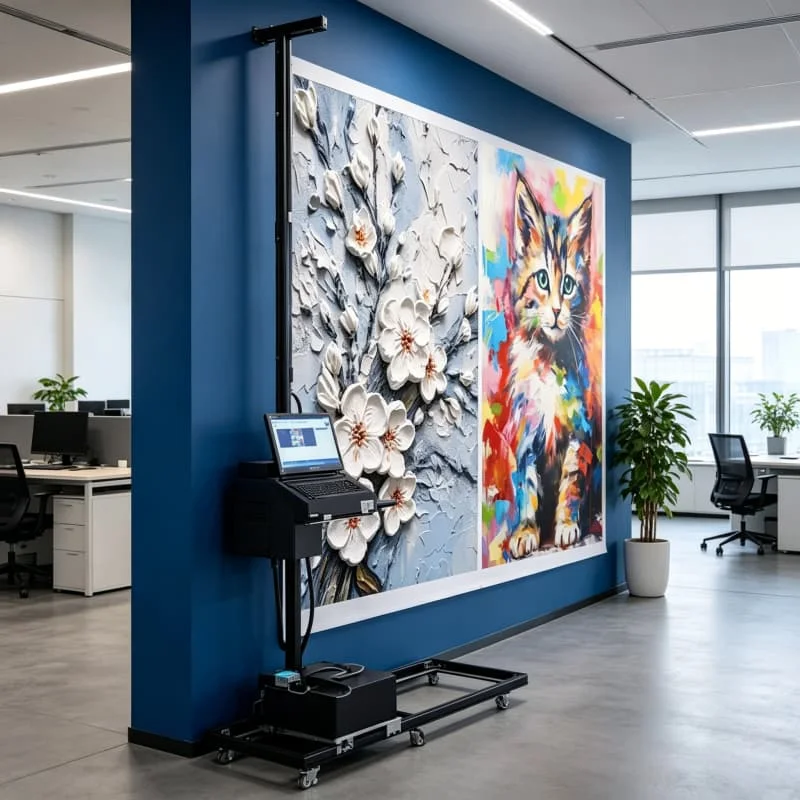 Programmable UV Wall Printer Vertical Inkjet 3D For Acrylic Glass Wood Metal Canvas Custom Pattern Mural Printing Customized