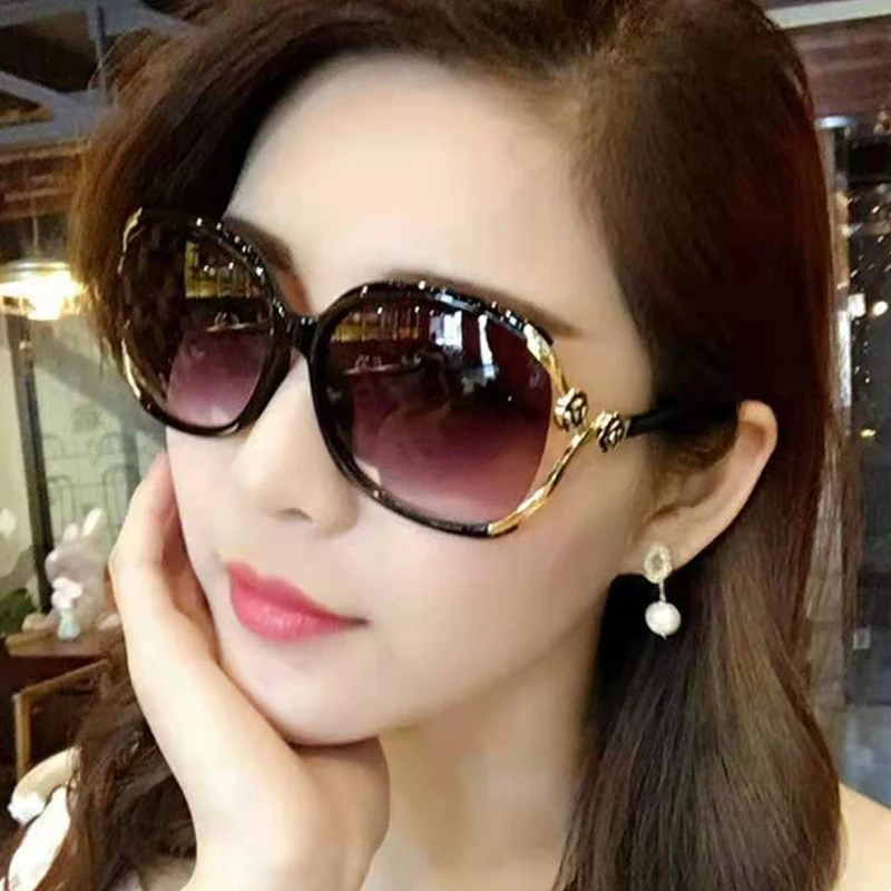 Fashion Women's Sunglasses Camellia Net Red Sunglasses Large Frame Glasses