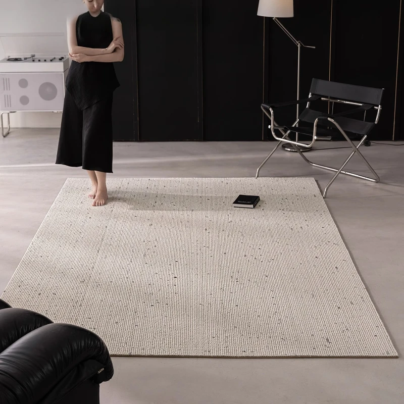 

Thickened large grain wool premium living room carpet modern simple white medieval