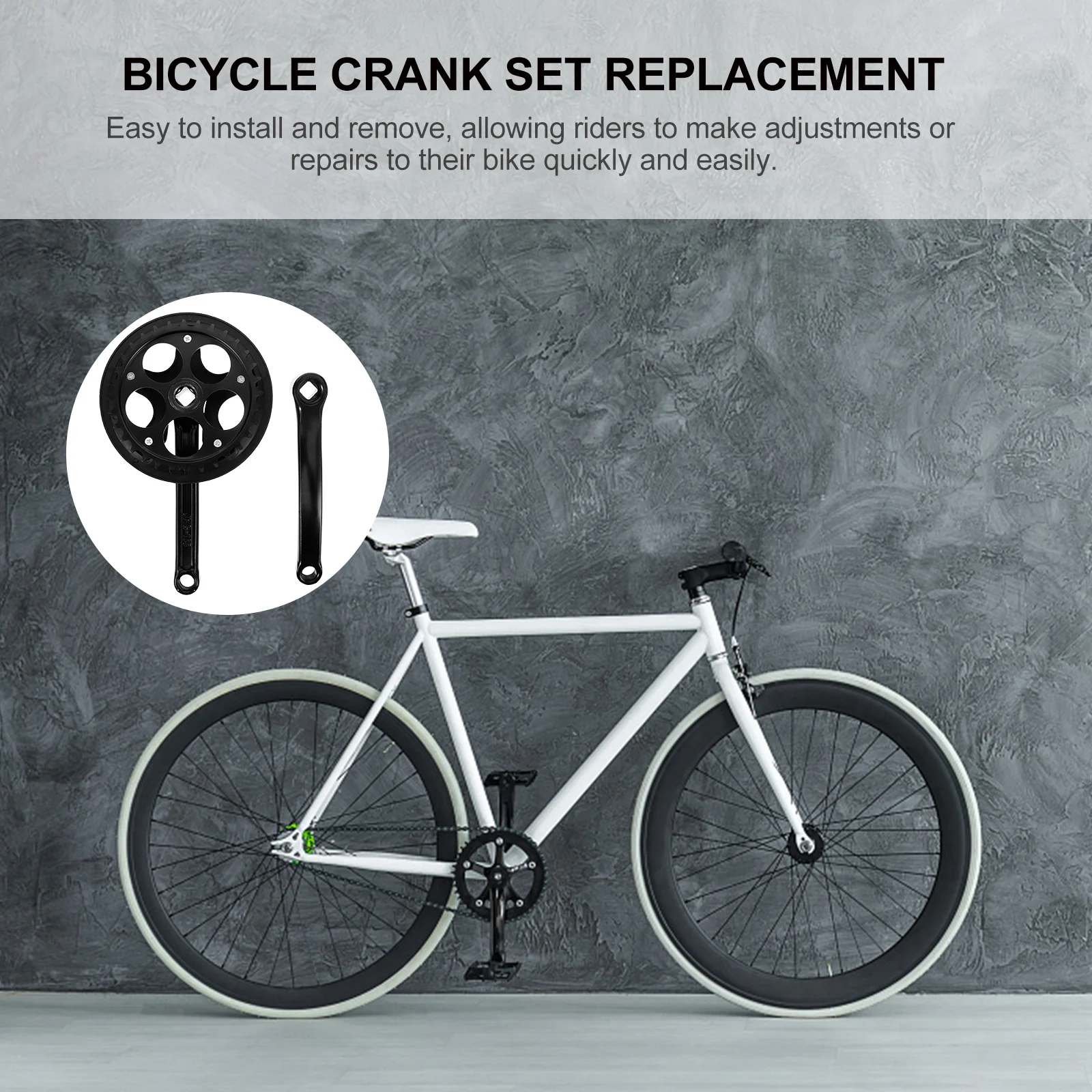 

Sturdy Bicycle Chainring Crankset Square Hole Taper Crankset Replacement Reusable Set Tools Left Crank Arms Strong Chainring