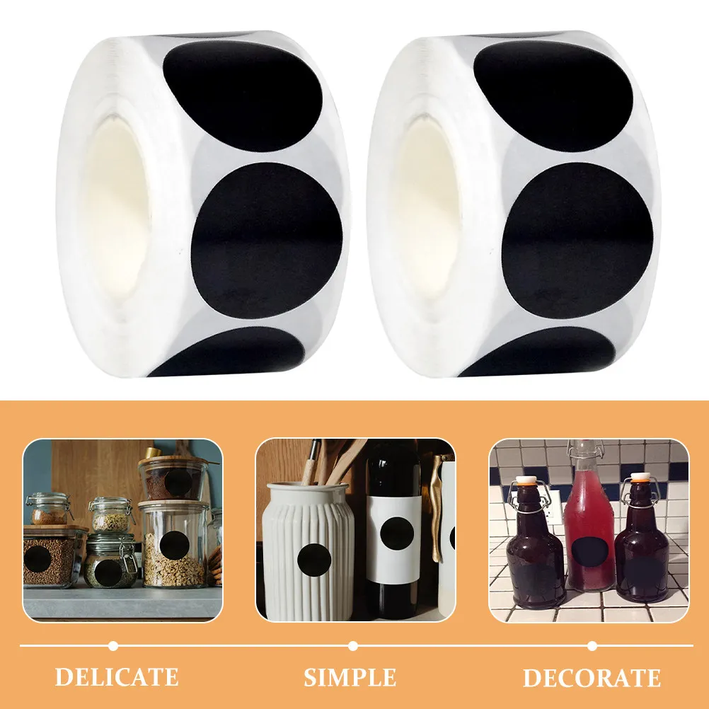 2Pcs Black Circle Stickers Blank Round Dot Labels 25Mm Permanent Adhesive for Office Classroom Kitchen Pantry Color Coding