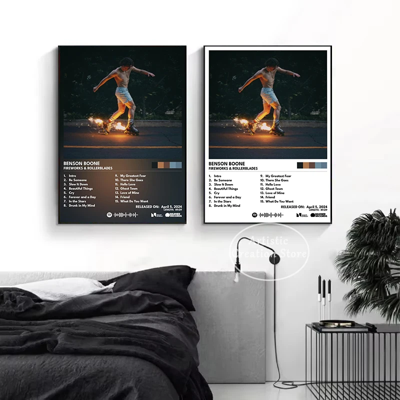 Pop Singer Benson Boone Portrait Fireworks&Rollerblades Classic Music Aesthetic Poster Canvas Painting Wall Pictures Home Decor