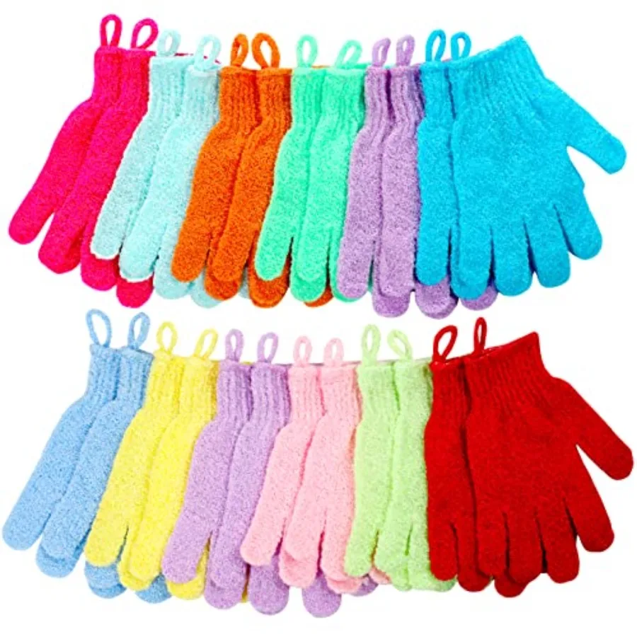 

Shower Gloves24 Pcs Exfoliating Bath Gloves Body Scrub Gloves with Hanging Loop for Beauty Spa Massage Skin Shower Body Scrubbe