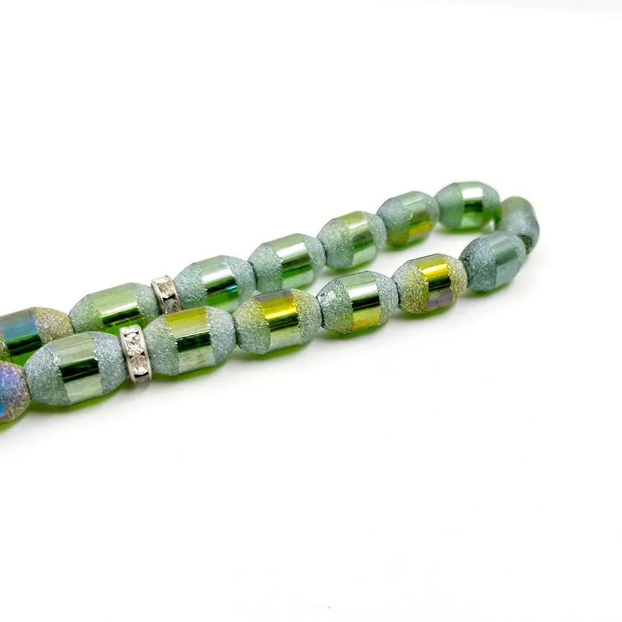 NewTasbih 8x14MM Green crystal 33 45 51 99 100 prayer beads Muslim Eid ADHA gift misbaha bracelet Islamic accessories on hand