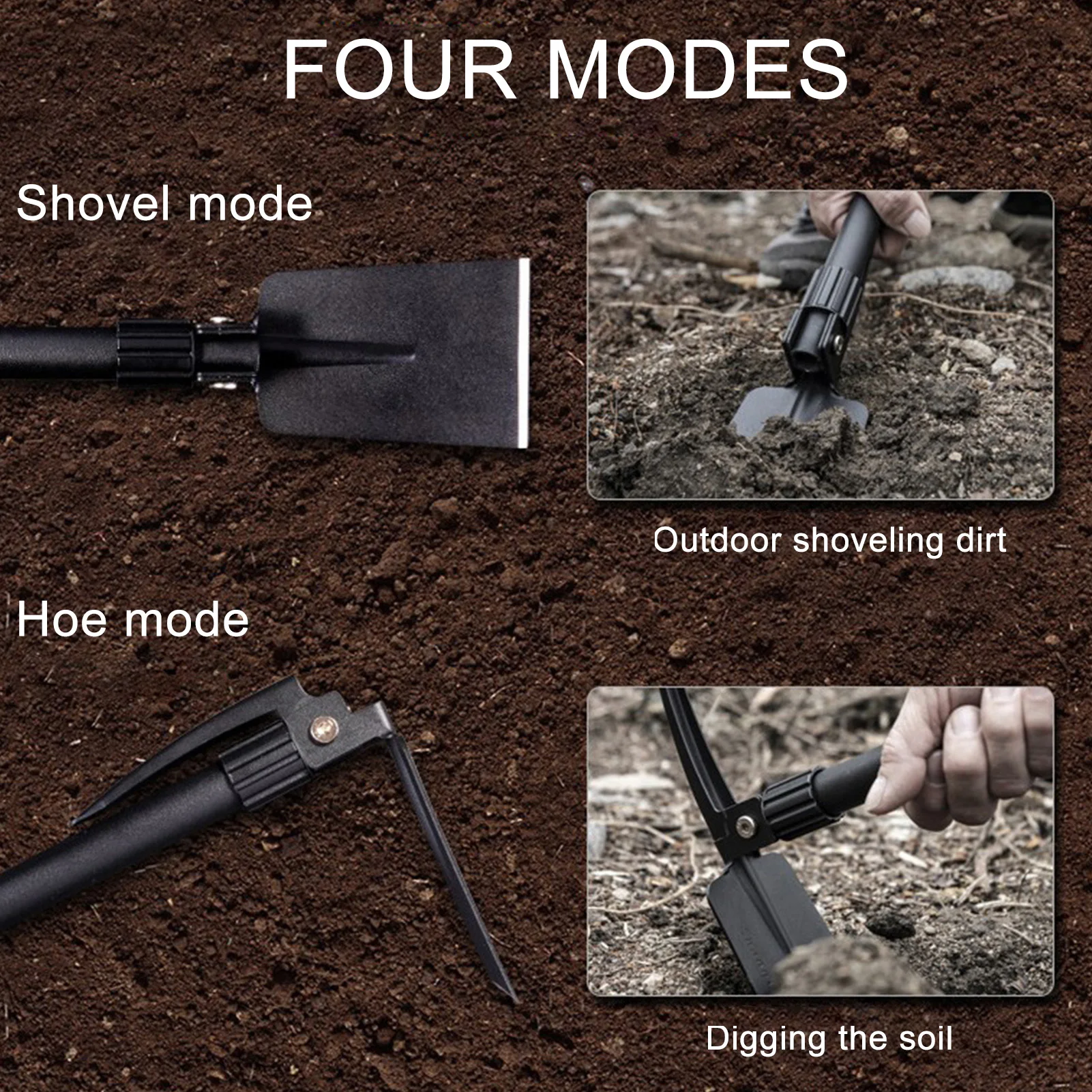 Foldable Camping Shovel Pickaxe Hoe Outdoor Emergency Multifunction Gardening Tool For Digging Ditching With Carrying Bag