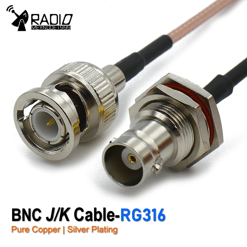 

RG316 Pigtail Cable BNC Male to BNC Female Прямой соединительный удлинительный кабель FPV для HD-SDI 3G-SDI Vedio CCTV Camera Camcorder