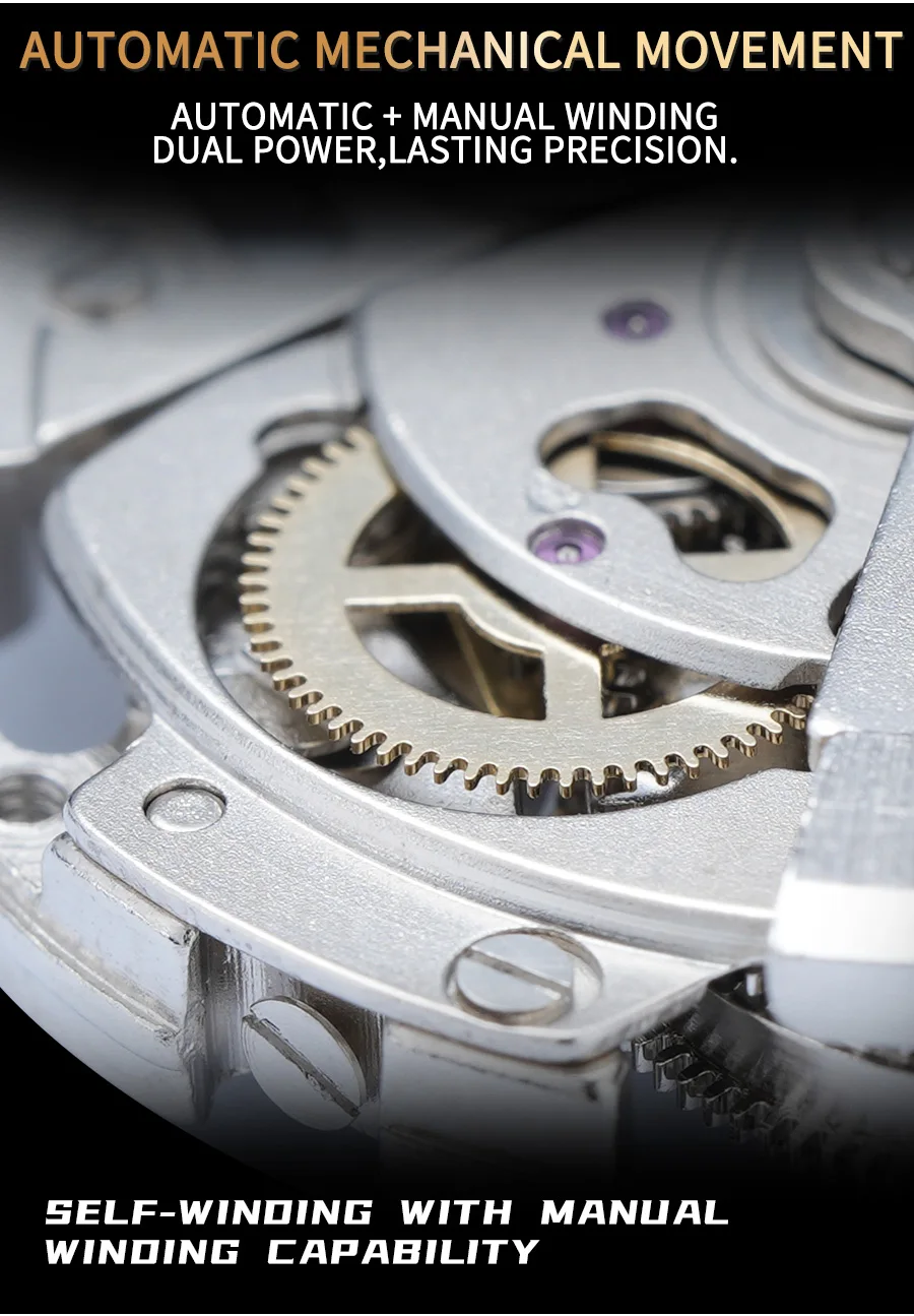Deesio Automatische Mechanische Uhr für Herren 41mm 316L Edelstahl Uhr Leuchtende Zeiger 30M Wasserdicht Kostenloser Versand – Detail 7