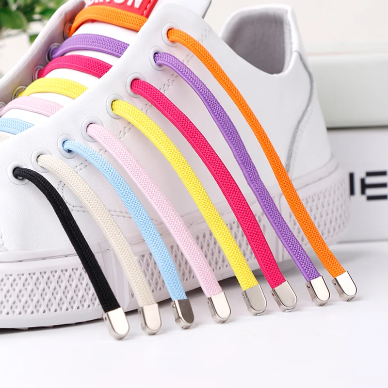 2 Pacs Elastic Shoe Laces Semicircle No Tie Shoelaces for Kids and Adult Sneakers Shoelace Quick Lazy Metal Lock Laces