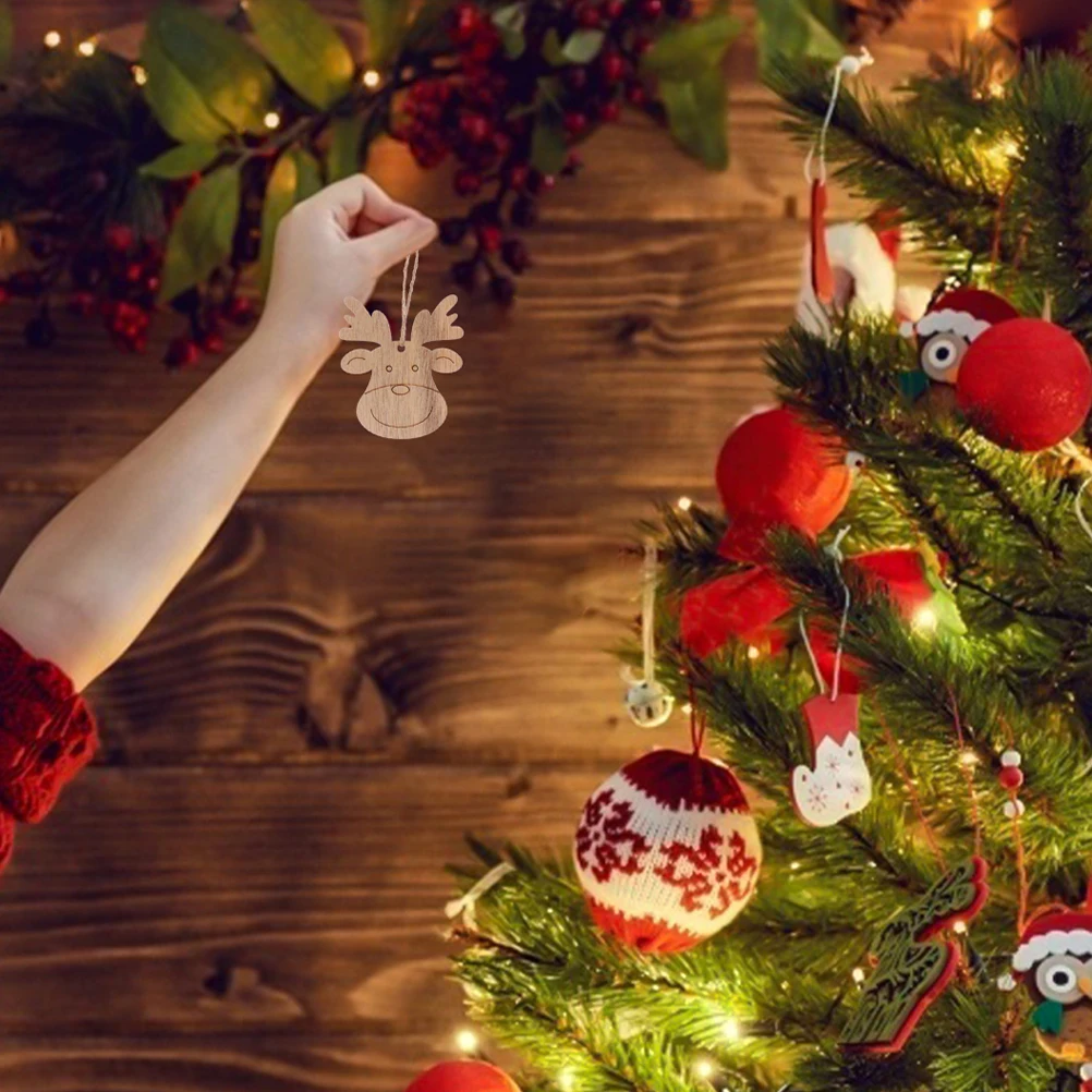 

30 Pcs Christmas Deer Decoration Blank Reindeer Ornaments Diy Holiday Crafts Cutouts Tree Antler Hanging Tag