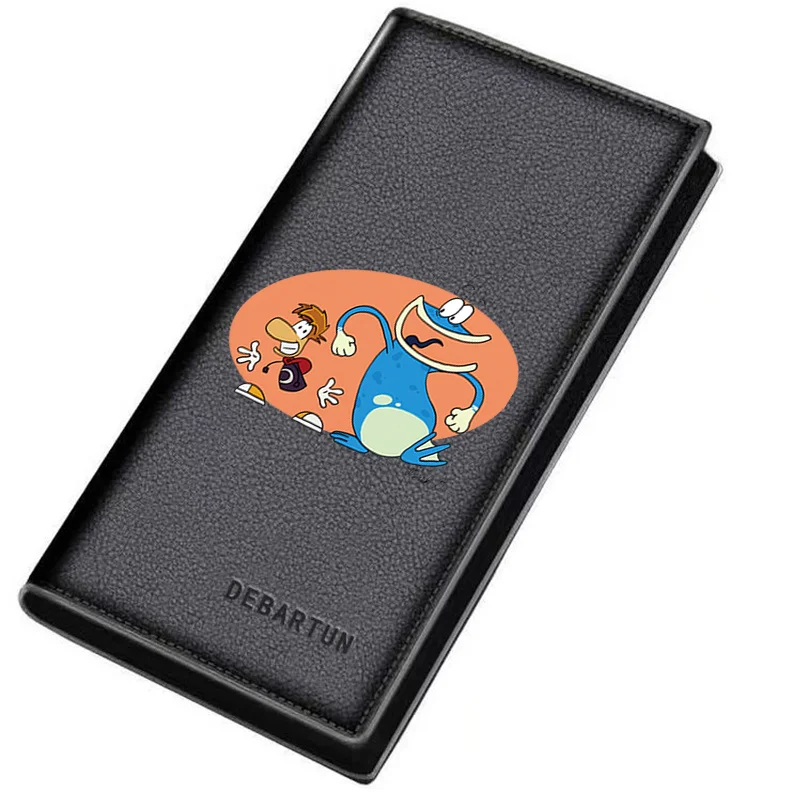 Rayman frog smiling expression duo design Men's Long Wallets Business Stylish Printing Design Casual Use Christmas Valentine's F
