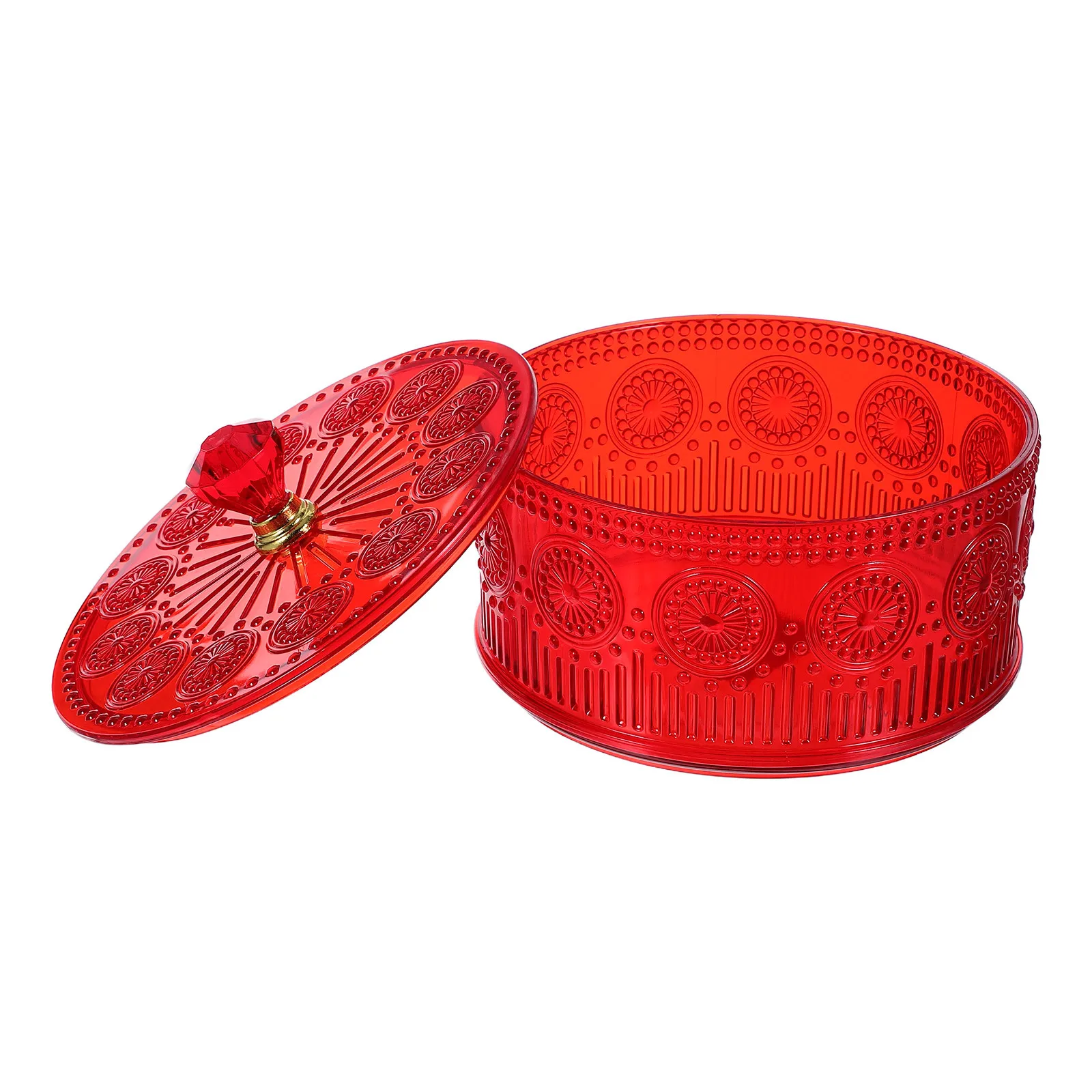 

Elegant Embossed Candy Jar Round Container Lid Floral Pattern Jewelry Storage Box Multipurpose Party Treat Box Dustproof
