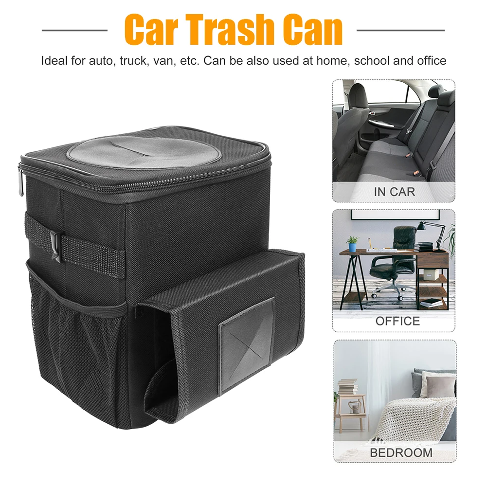 SALE Adjustable Car Trash Can with Lid and Storage Pockets Waterproof Tissue Holder Garbage Can Car Accessories Dropshipping